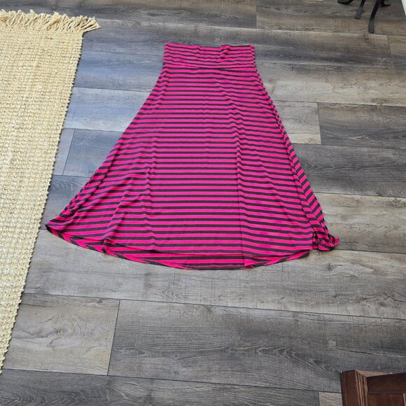 Pink and Gray Stripe Maxi Skirt, Size: XL - Picture 3 of 8